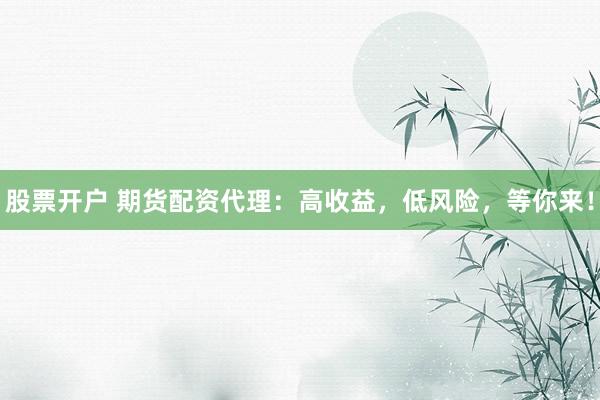 股票开户 期货配资代理：高收益，低风险，等你来！