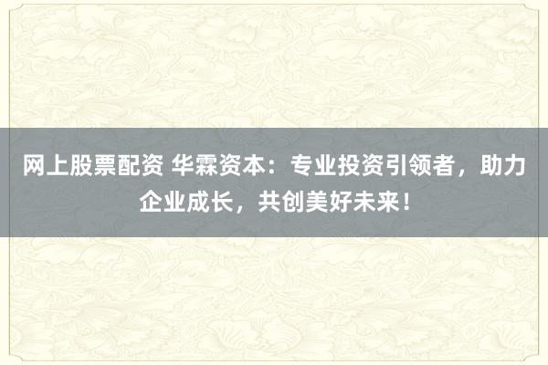 网上股票配资 华霖资本：专业投资引领者，助力企业成长，共创美好未来！