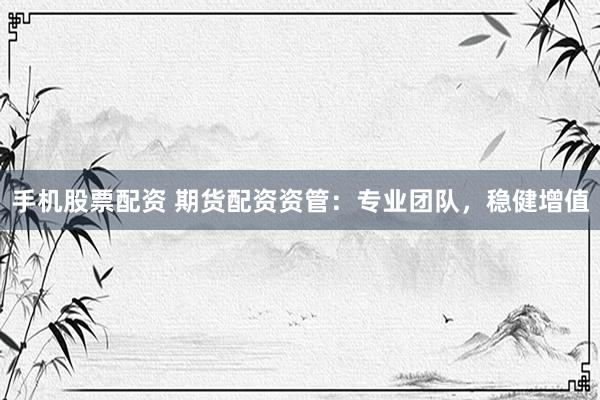 手机股票配资 期货配资资管：专业团队，稳健增值