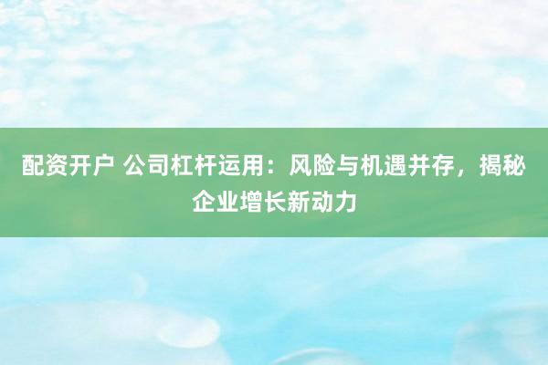 配资开户 公司杠杆运用：风险与机遇并存，揭秘企业增长新动力