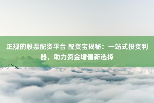 正规的股票配资平台 配资宝揭秘：一站式投资利器，助力资金增值新选择