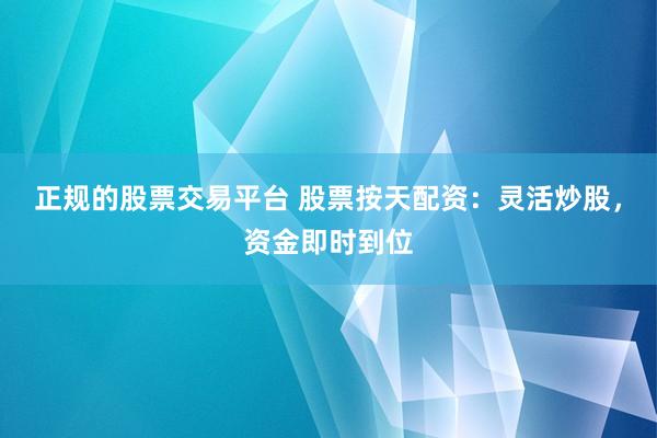 正规的股票交易平台 股票按天配资：灵活炒股，资金即时到位