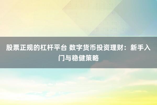 股票正规的杠杆平台 数字货币投资理财:新手入门与稳健策略