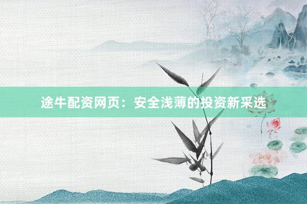途牛配资网页：安全浅薄的投资新采选