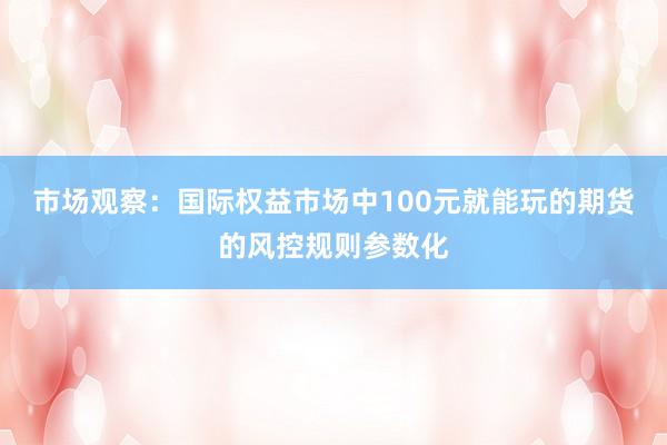 市场观察：国际权益市场中100元就能玩的期货的风控规则参数化