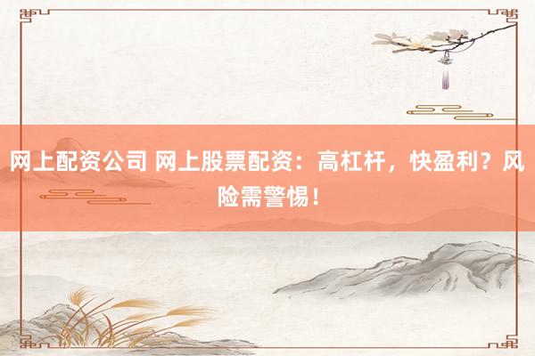 网上配资公司 网上股票配资：高杠杆，快盈利？风险需警惕！