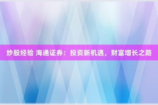 炒股经验 海通证券：投资新机遇，财富增长之路