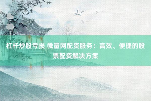 杠杆炒股亏损 微量网配资服务：高效、便捷的股票配资解决方案