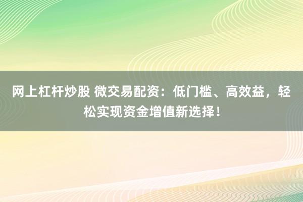 网上杠杆炒股 微交易配资：低门槛、高效益，轻松实现资金增值新选择！