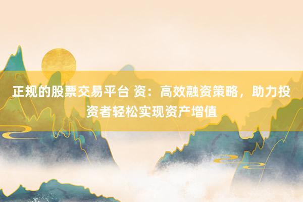 正规的股票交易平台 资:高效融资策略,助力投资者轻松实现资产增值